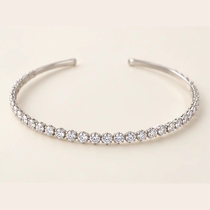 Éloise Solitaire Headband, silver-tone with clear cubic zirconia