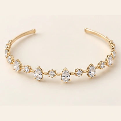 Colette Pear Drop Headband, gold-tone with clear cubic zirconia