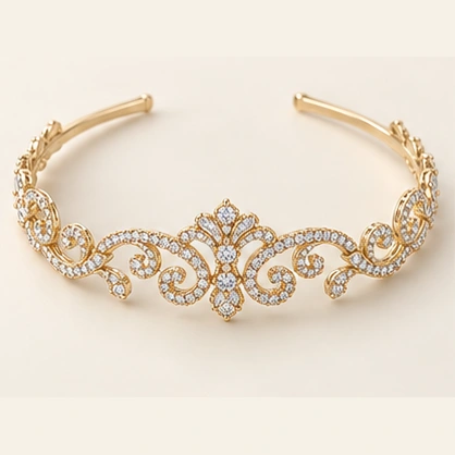 Belle Arabesque Headband, gold-tone with clear cubic zirconia